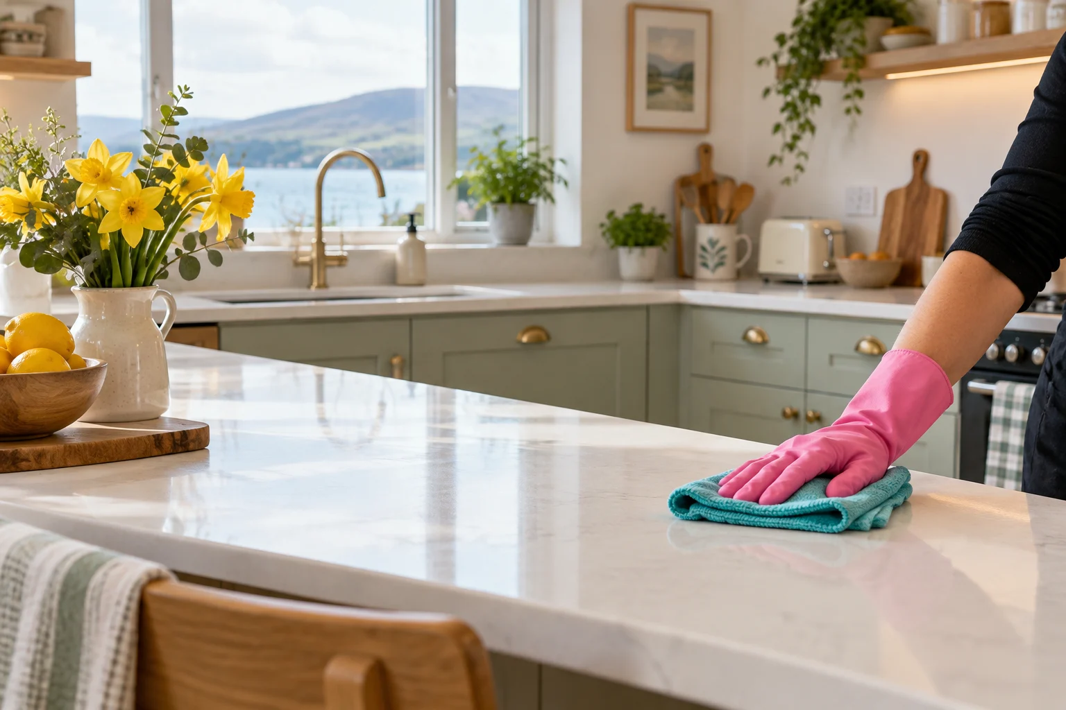 Bright kitchen with freshly polished surfaces